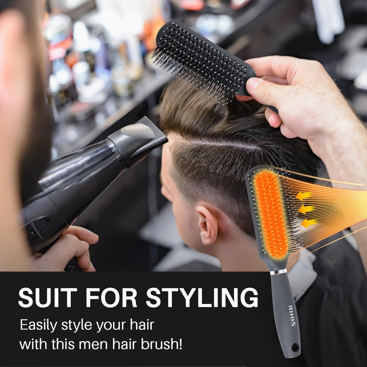 RHOS brush used on wet hair to detangle without stretching strands