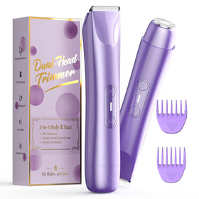 RICAF bikini trimmer front view showing compact purple body and control button for easy grooming