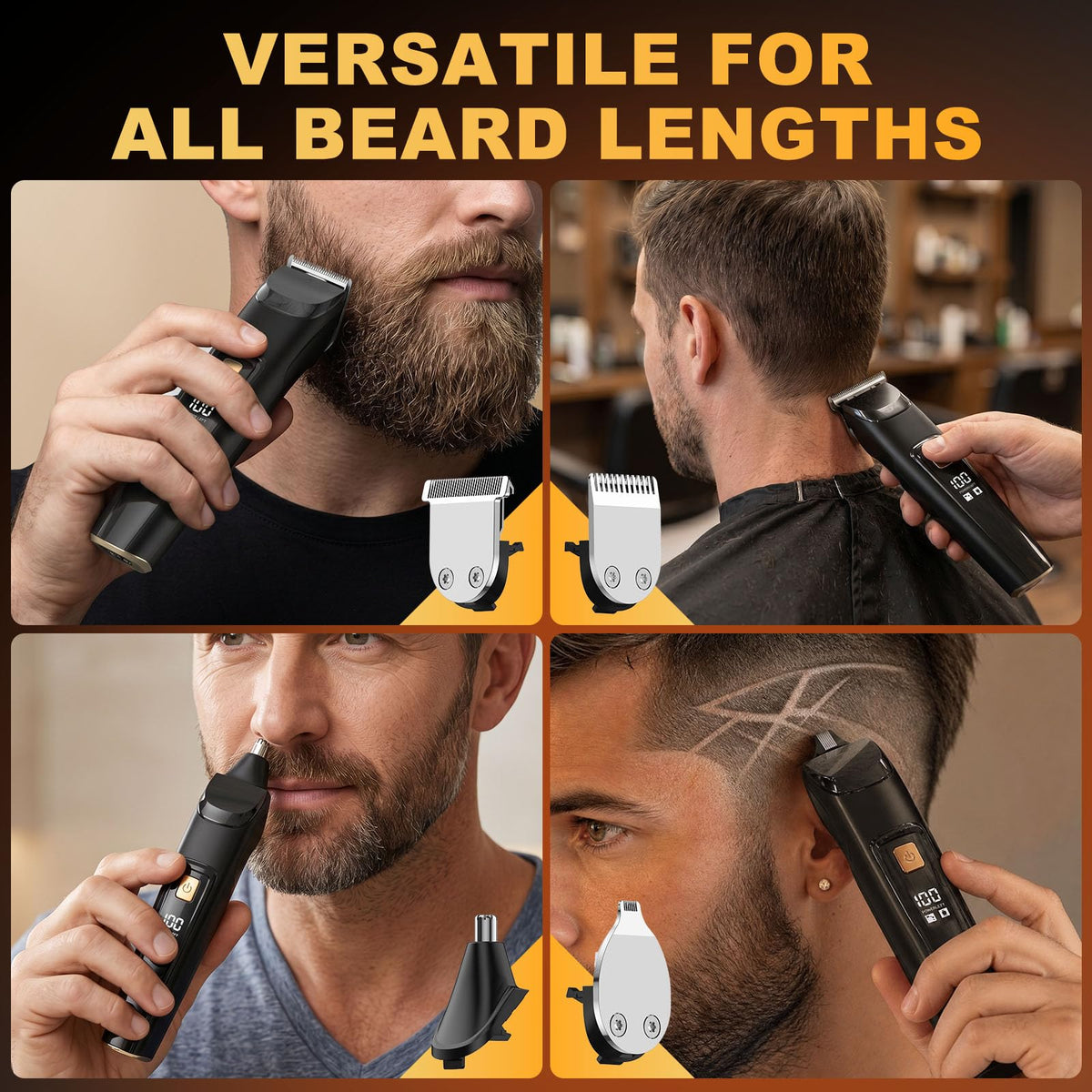 RICAF trimmer in use shaping a short stubble for precise styling