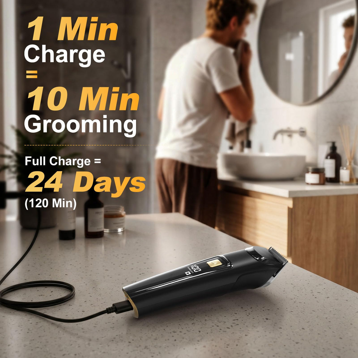 RICAF trimmer held in hand to show compact size and ergonomic grip
