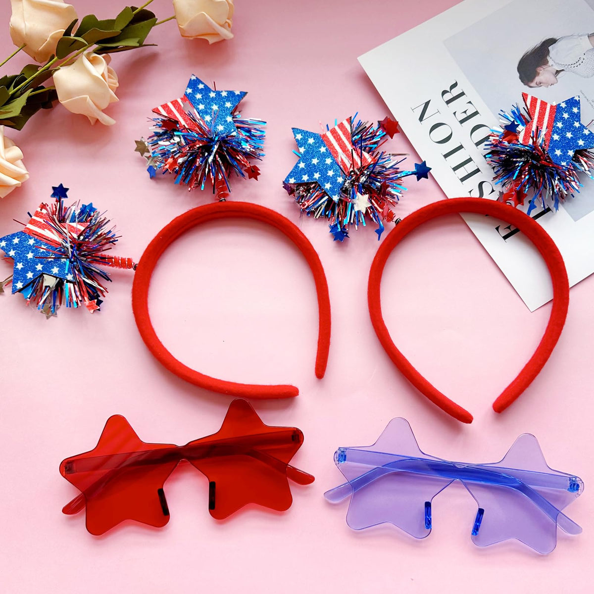 Ricawa star sunglasses close-up highlighting bold frame and festive look