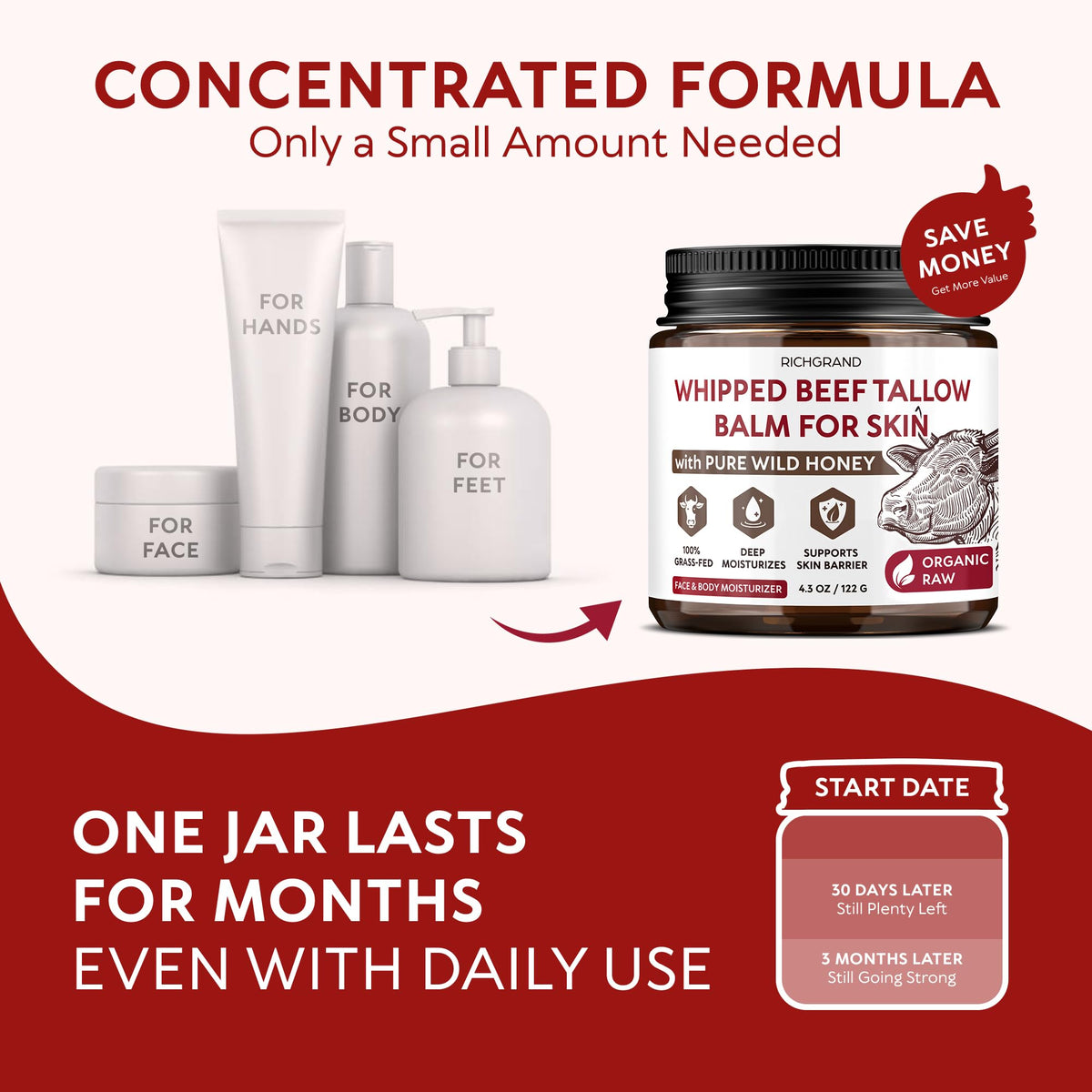 RICHGRAND label closeup listing fat‑soluble vitamins, communicates nutrient‑rich formula