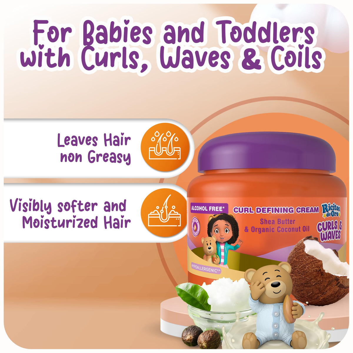 Ricitos de Oro cream smoothed into curly hair for frizz control