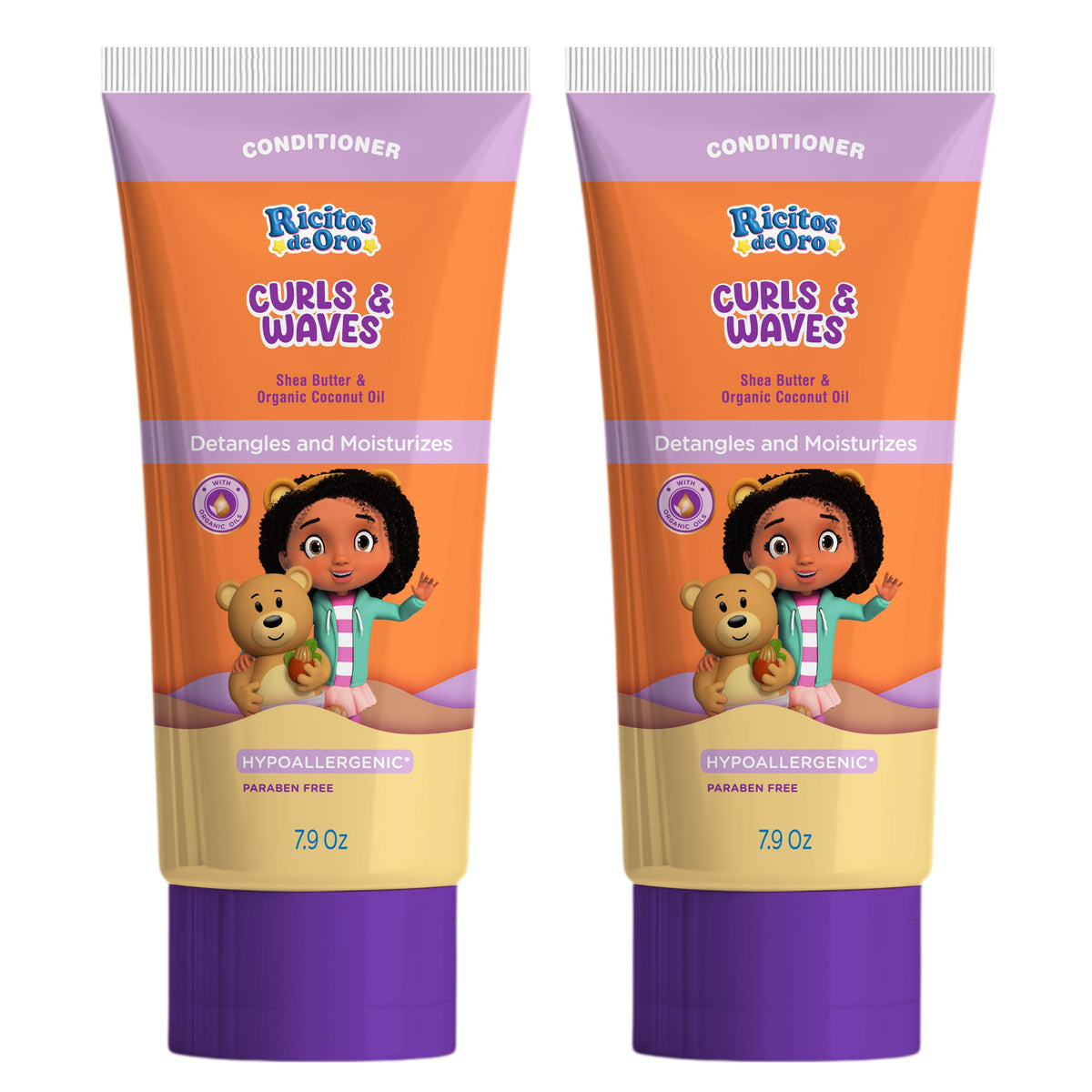 Ricitos de Oro front packaging showing 2-pack and product benefits