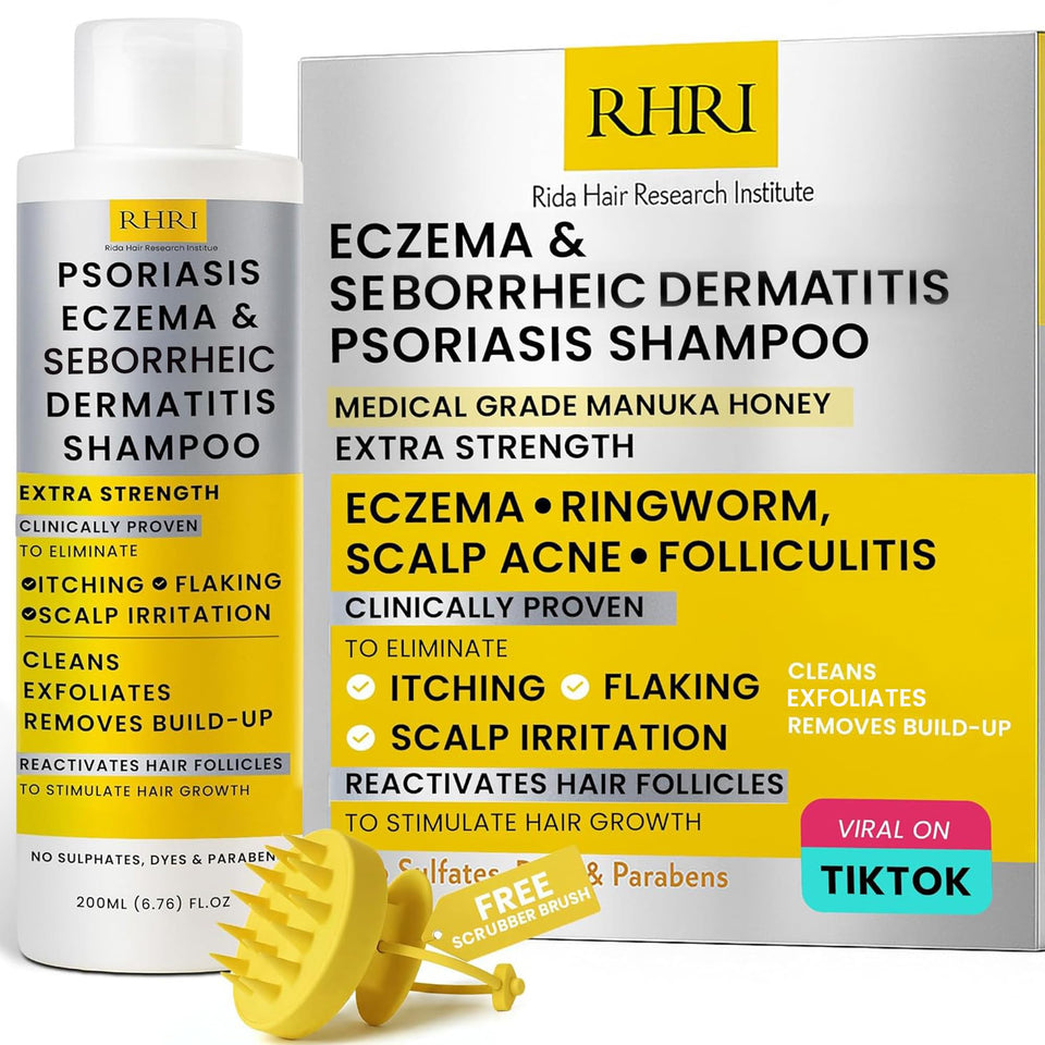 Rida Hair Research Institute front packaging showing bottle and benefit of calming scalp