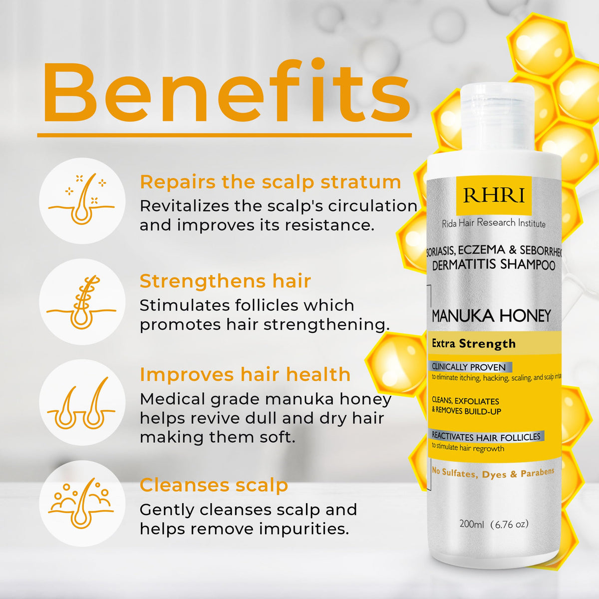 Rida Hair Research Institute pump dispensing shampoo texture for gentle exfoliation benefit