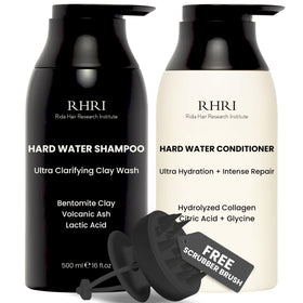 Rida Hair Research Institute front packaging showing both bottles and brush for full routine