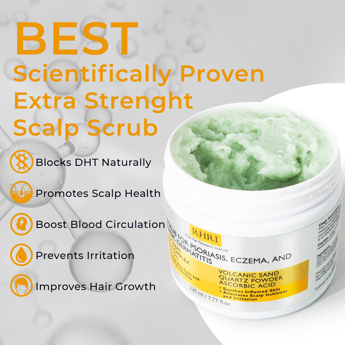Rida Hair Research Institute close-up texture revealing gentle exfoliant particles