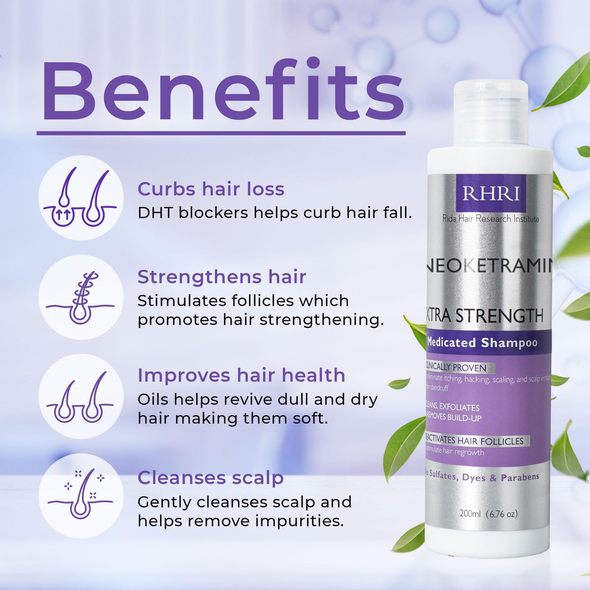 Rida Hair Research Institute shampoo lather texture close-up showing gentle cleansing