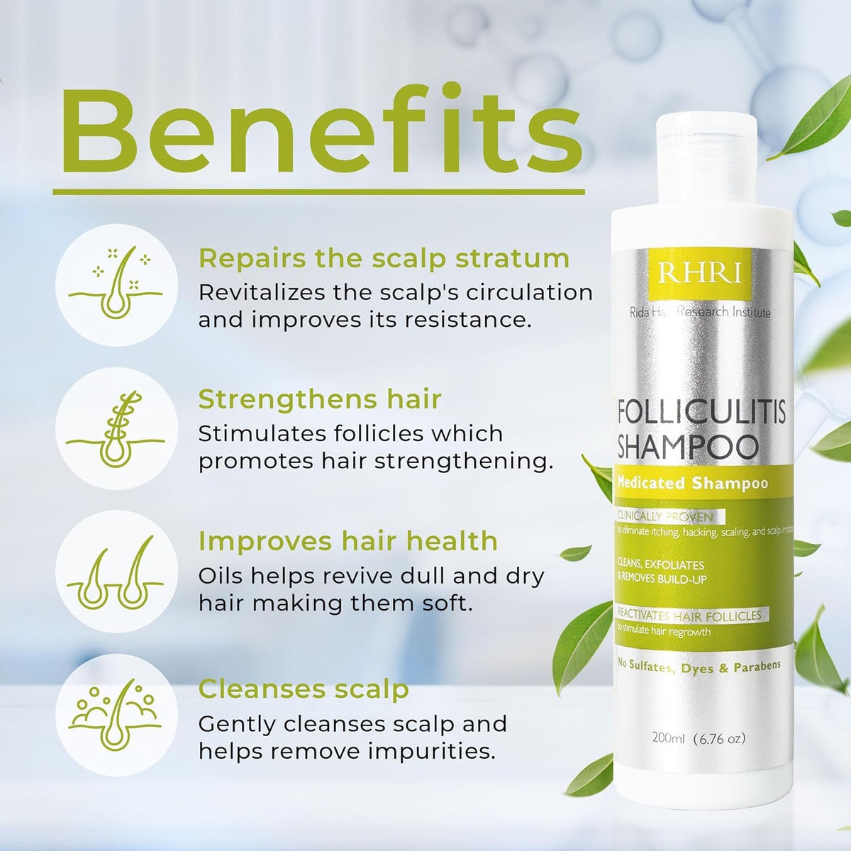 Rida Hair Research Institute shampoo texture pouring illustrating gentle exfoliation