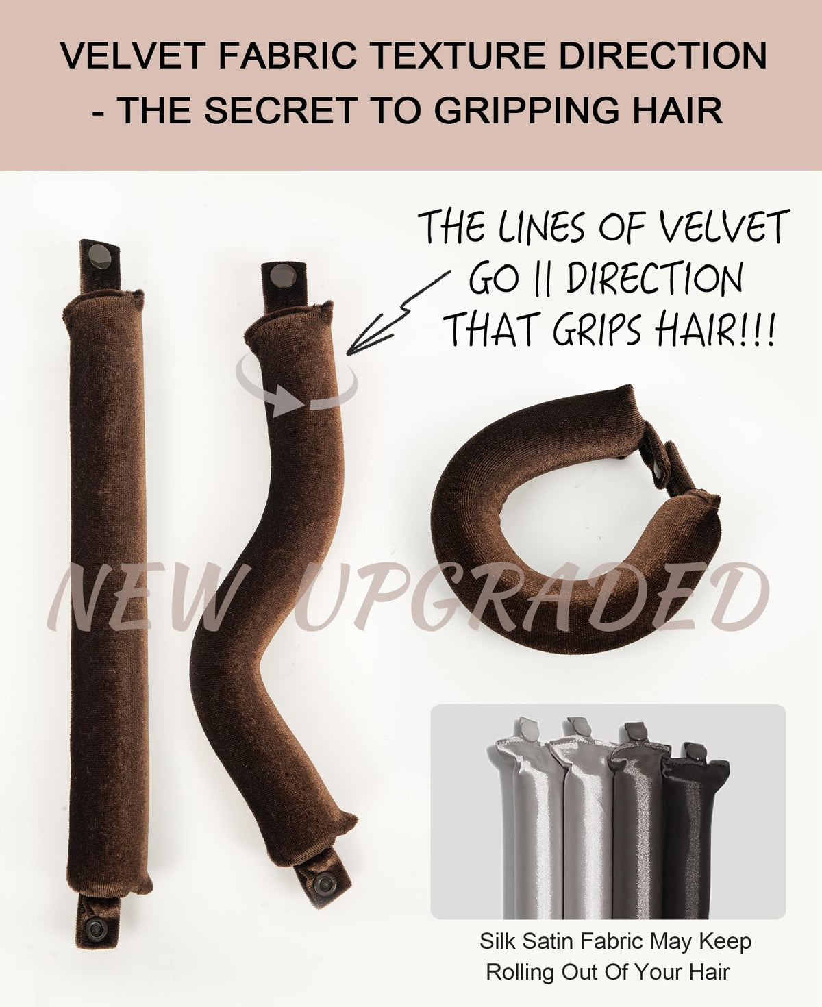 RIFFIN rods wrapped in long hair showing comfortable overnight curl setting