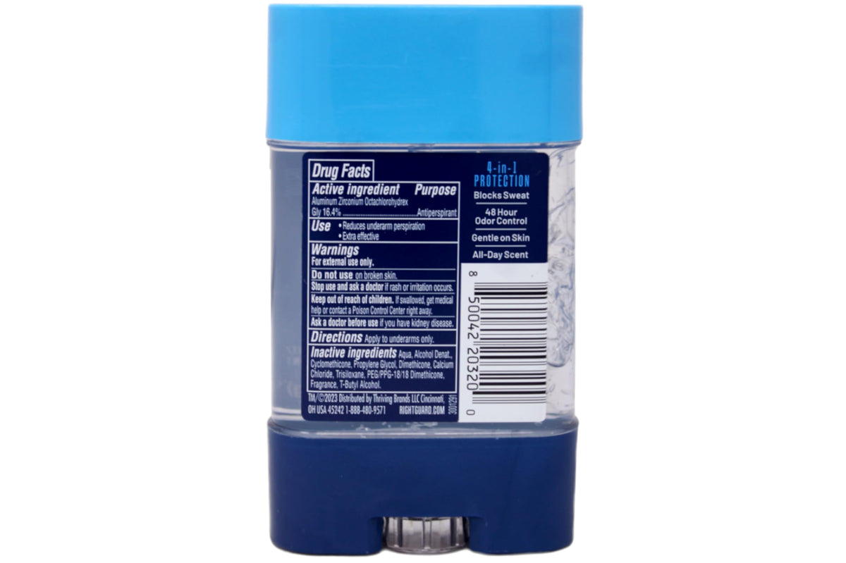 Right Guard applied underarm showing quick-dry benefit and invisible finish
