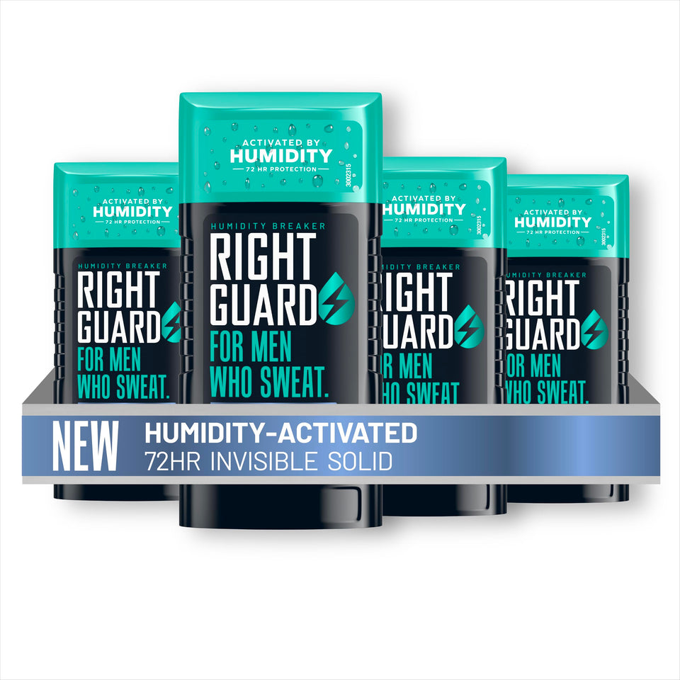 Right Guard front packaging showing Cold Front scent and 4-pack convenience benefit