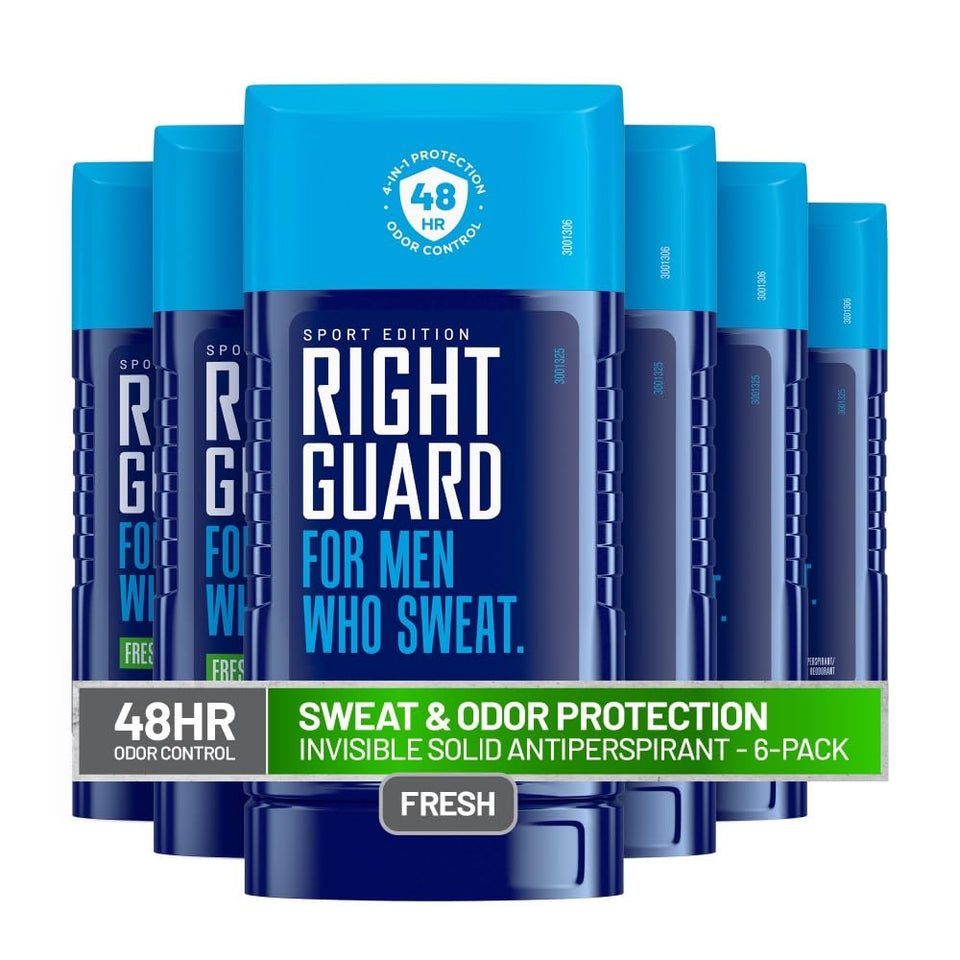 Right Guard front packaging showing Sport Fresh and benefits