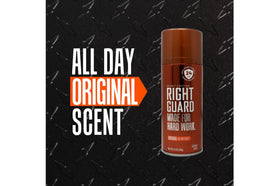 Right Guard in-use underarm application showing quick coverage benefit