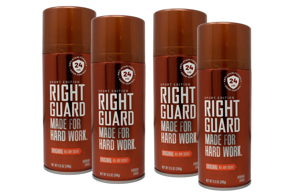 Right Guard front packaging showing branding and original scent benefit