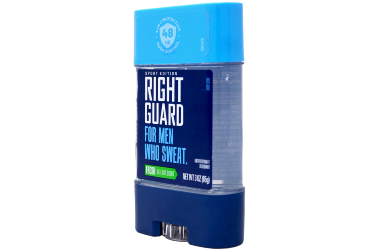 Right Guard five-pack layout for value and convenient multi-use benefit