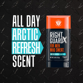 Right Guard lifestyle image with Arctic Refresh scent vibe for cool, revitalizing sensation
