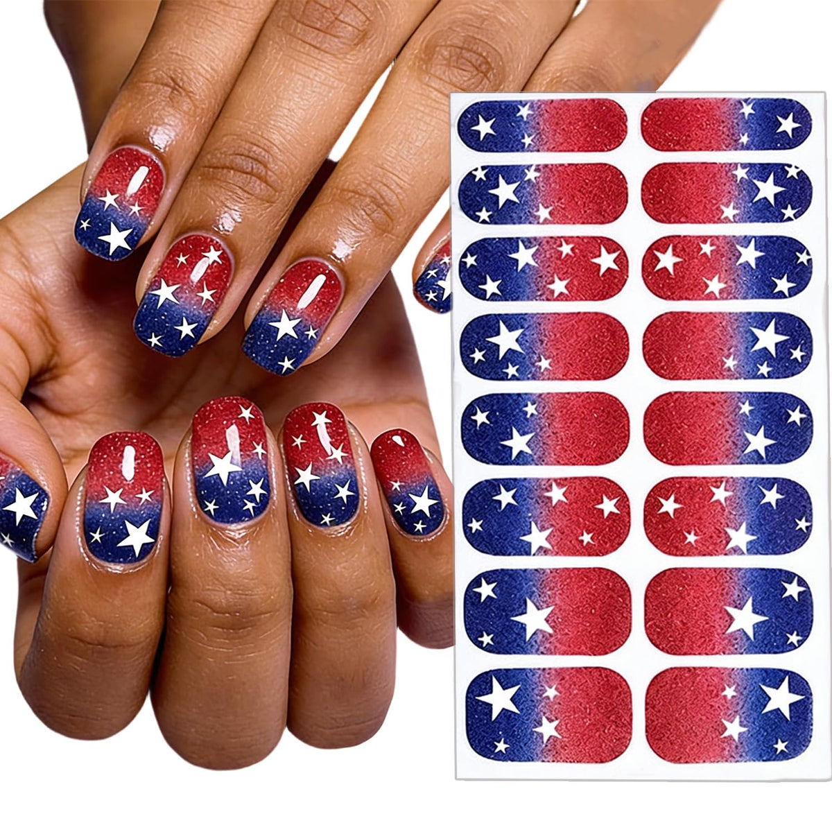 RIICFDD sheet on fingers showing multiple sizes for correct nail fit