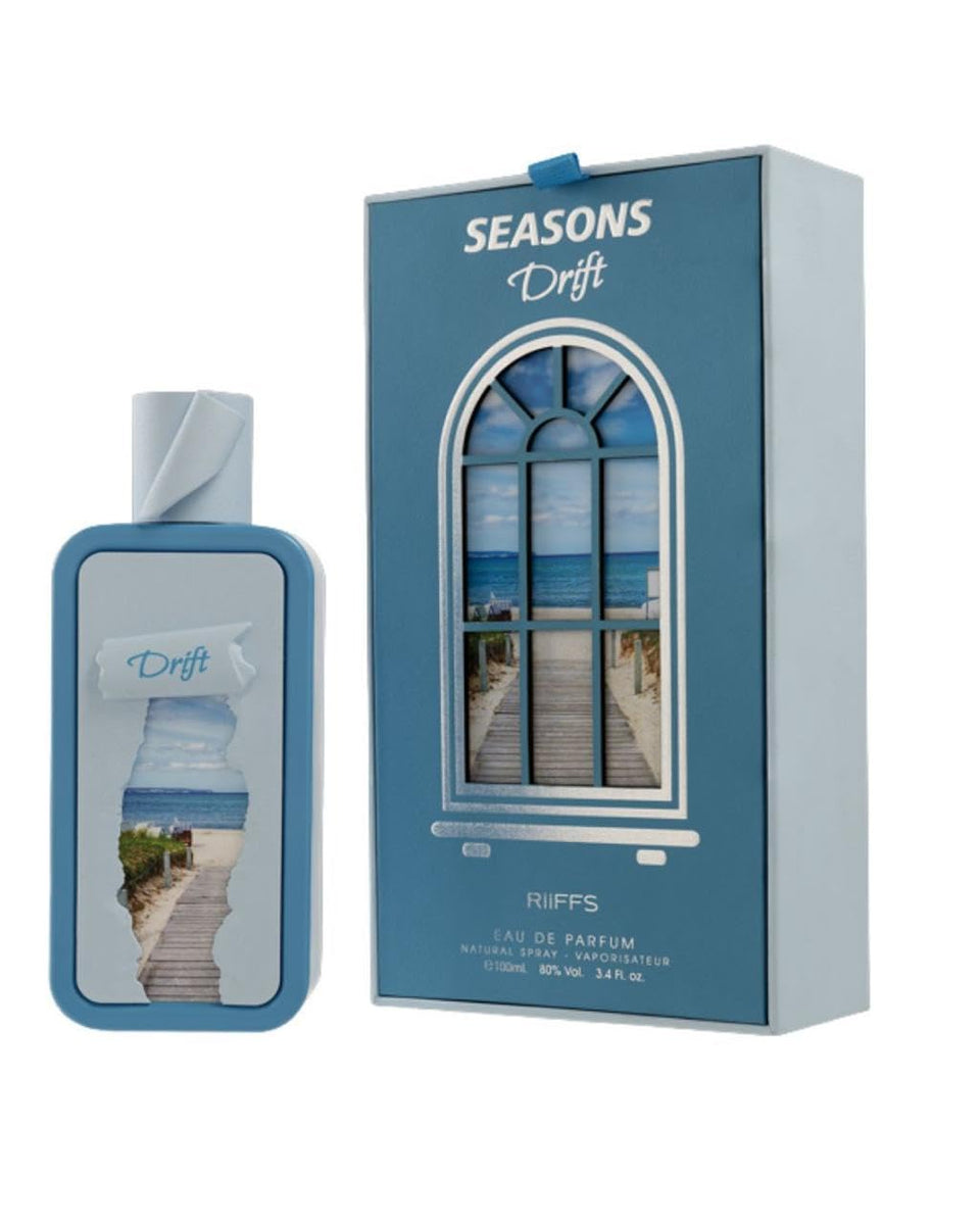 RiiFFS Season Drift front bottle shot showing elegant coastal design and gift-ready presentation