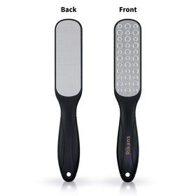 Rikans close-up of stainless steel rasp texture for durable exfoliation