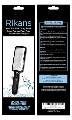 Rikans foot file in use on heel demonstrating smoother, softer feet