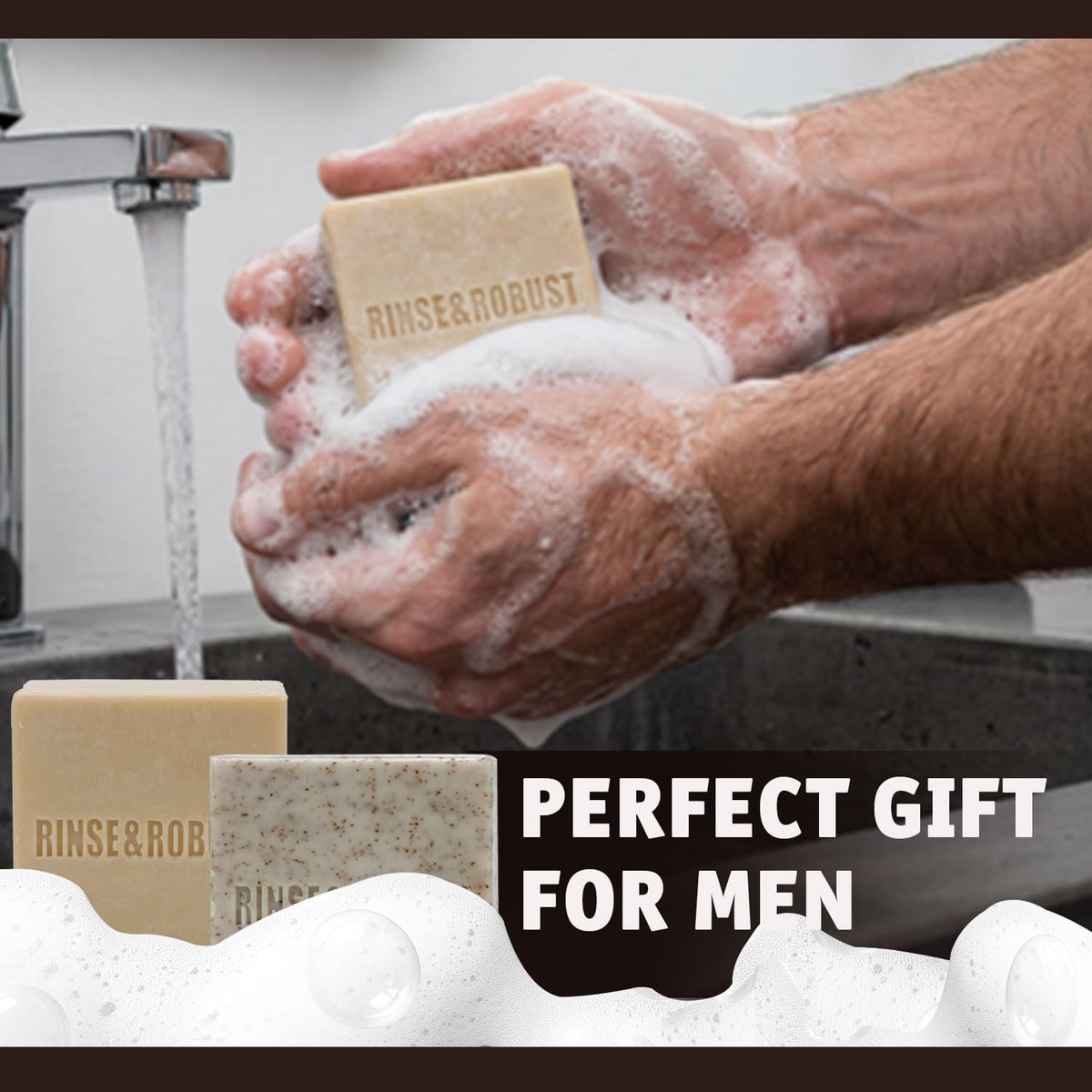 Rinse & Robust open box with hand-painted design for attractive unboxing experience