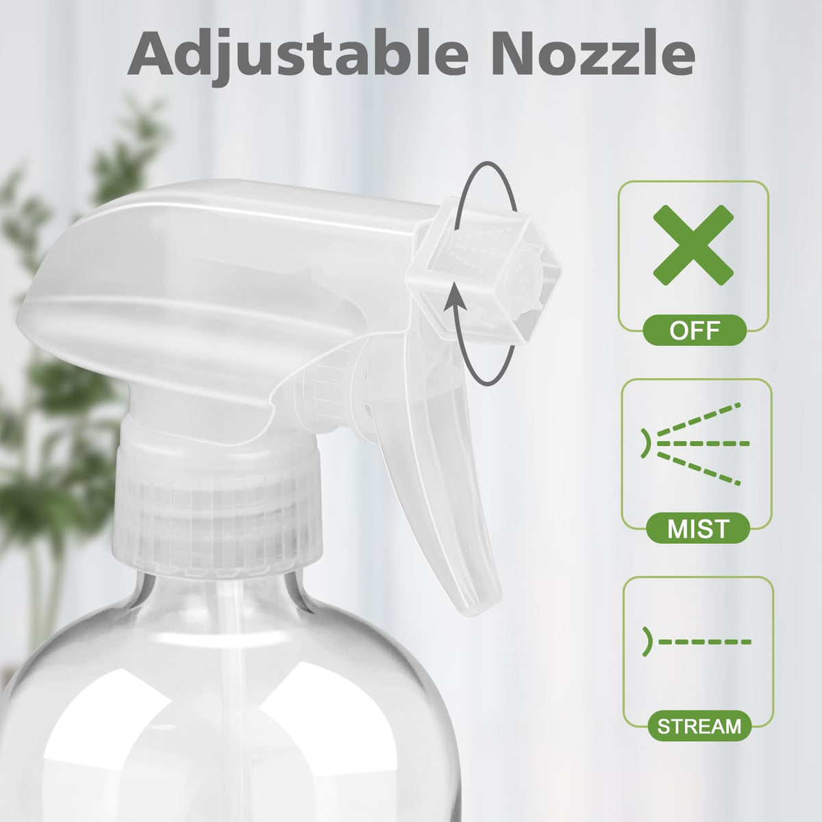 Rionisor nozzle close-up showing adjustable mist and stream for precise control