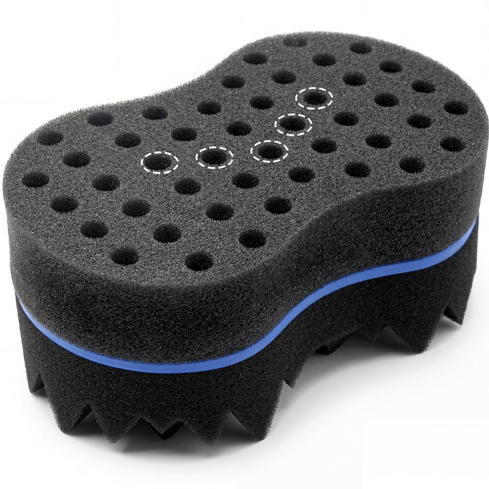 RioRand front view of double-sided twist sponge shows ergonomic shape and size benefit