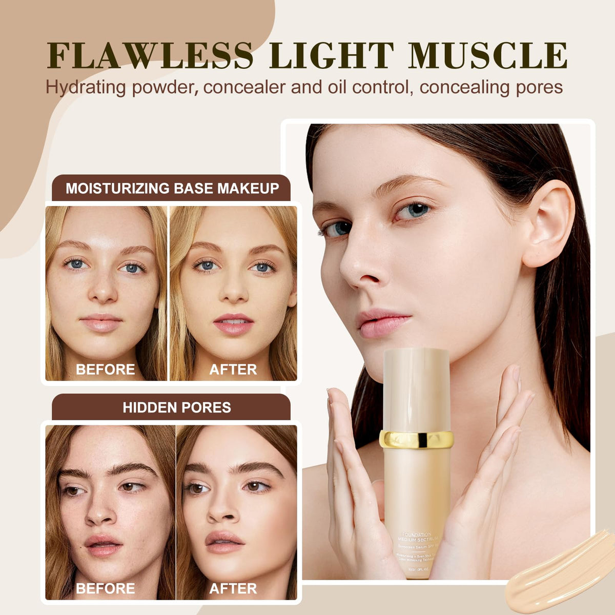 Rise Luxus texture swatch on skin showing smooth hydrating finish and blendability