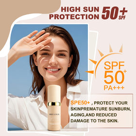 Rise Luxus foundation worn outdoors in daylight, showing natural glow and long-wear benefit