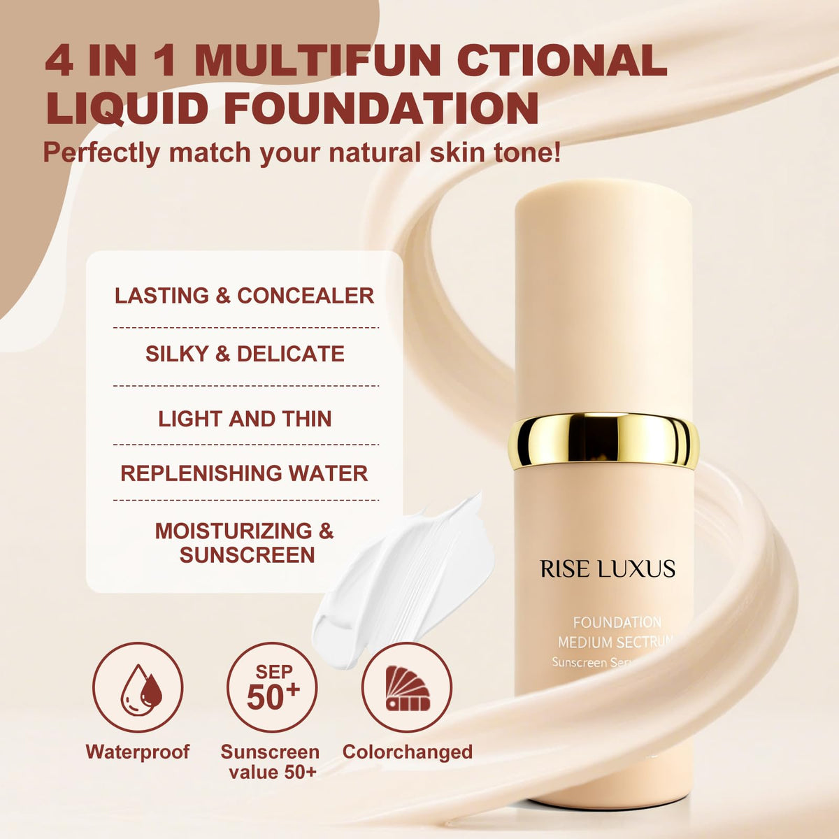 Rise Luxus pump dispensed texture close-up, showing smooth hydrating consistency benefit
