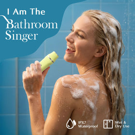 Risina being used in the shower demonstrating waterproof IPX7 convenience