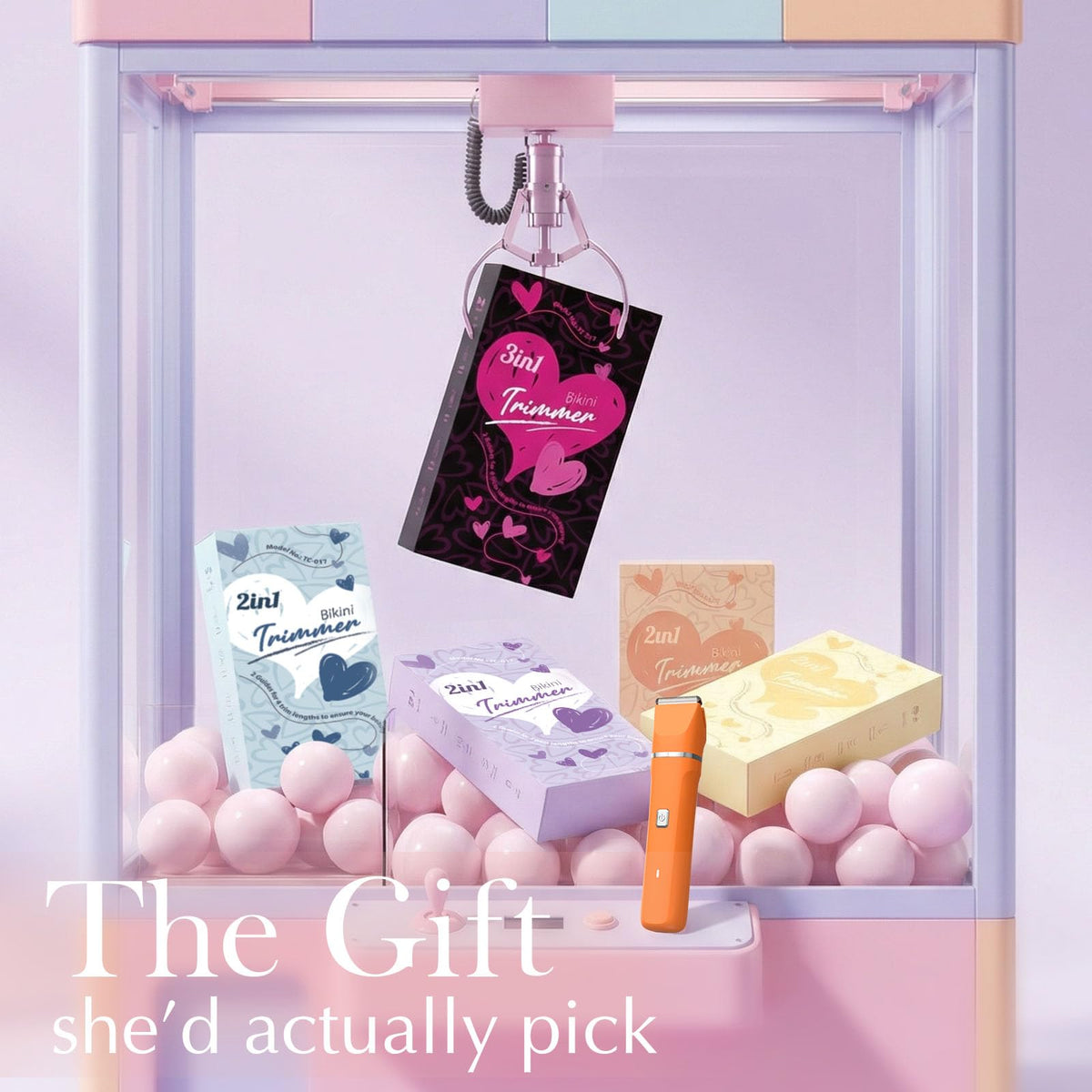 Risina box and accessories layout showing included heads and USB charging cable