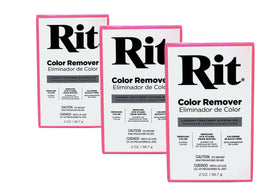 Rit color remover front packaging showing three-pack and product name benefits