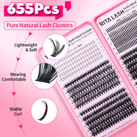 RITALASH close-up of cluster lashes showing fine tapered tips