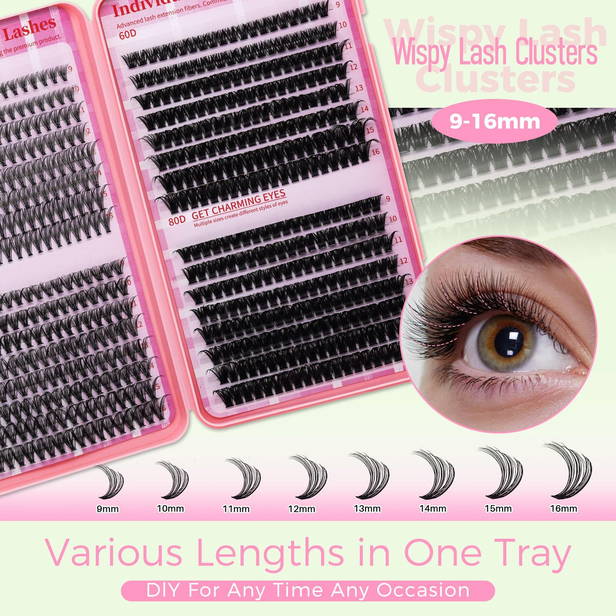 RITALASH open tray with 640 cluster lashes for easy selection