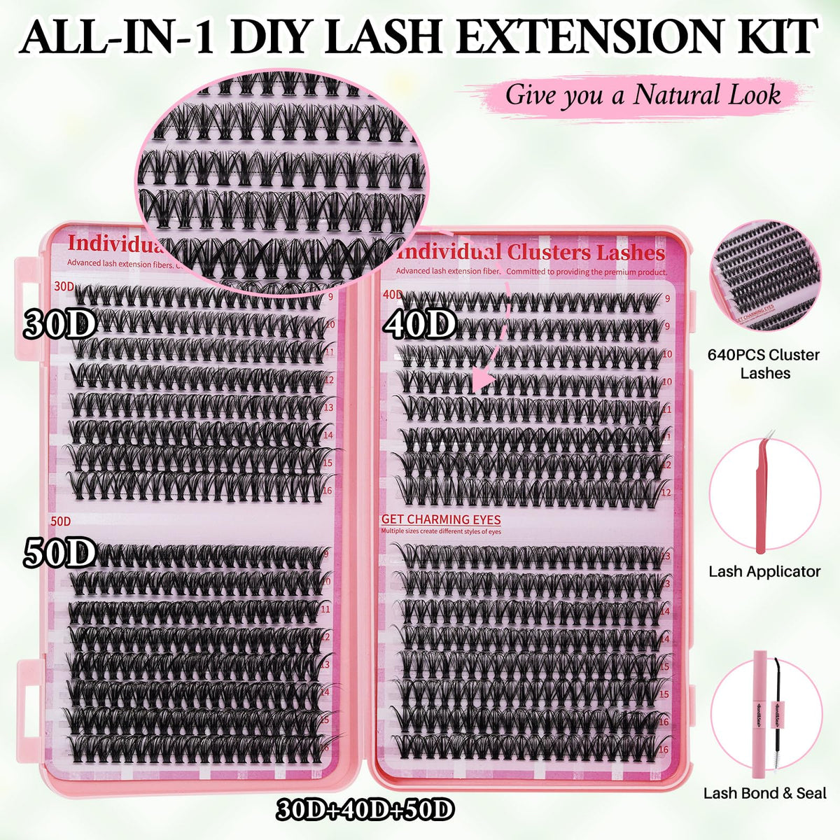 RITALASH mixed cluster tray with 30D 40D 50D clusters for layered volume