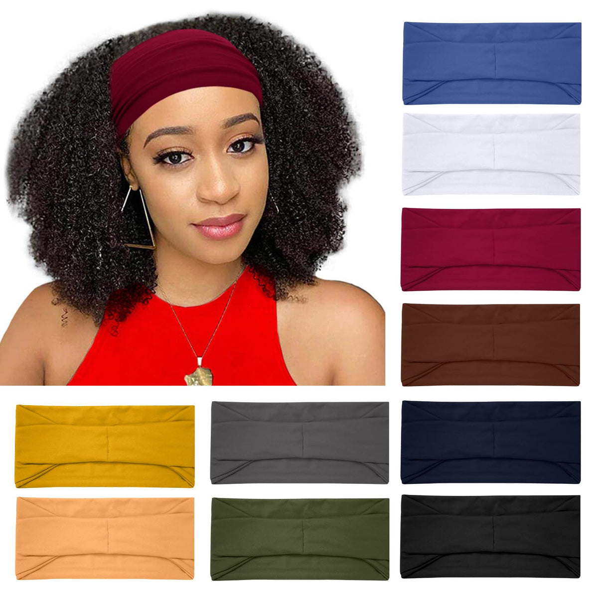 RITOPER front view of 10-pack headbands showing colors and packaging benefit: variety