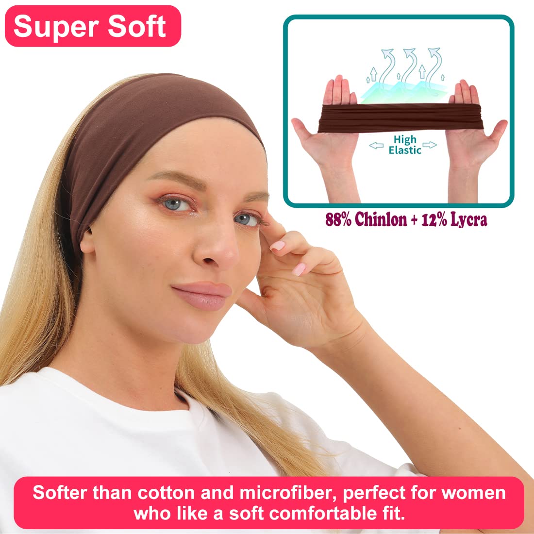 RITOPER headband in use during yoga keeping hair and sweat away