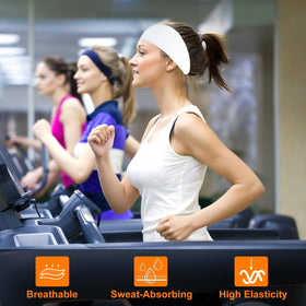 RITOPER headband in use during yoga demonstrating sweat control and comfortable fit