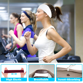 RITOPER headband beside ruler showing size range and adjustable fit benefit