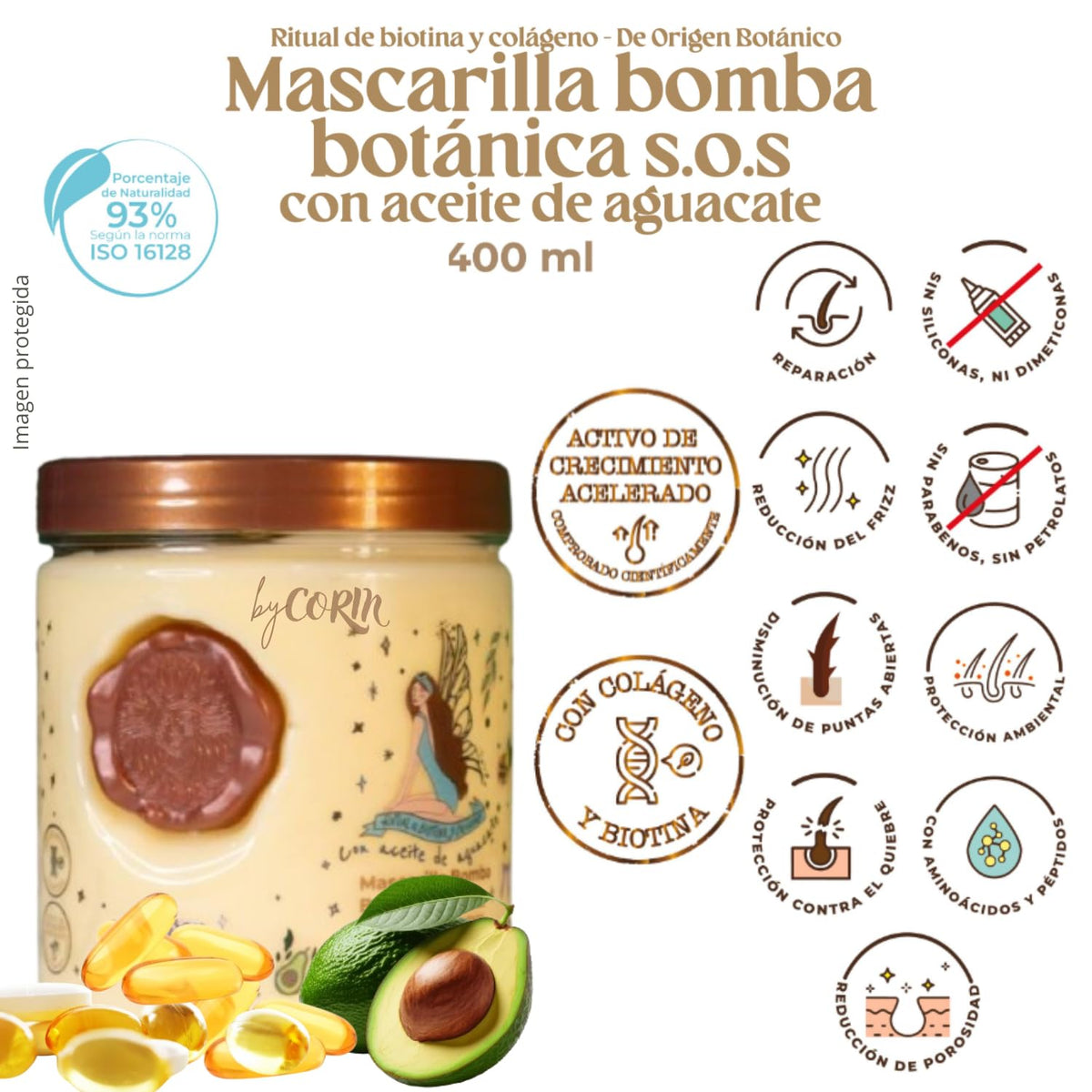 Ritual Botanico Bomba Botánica mask jar open with visible creamy collagen mask for deep repair