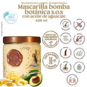 Ritual Botanico Bomba Botánica mask jar open with visible creamy collagen mask for deep repair