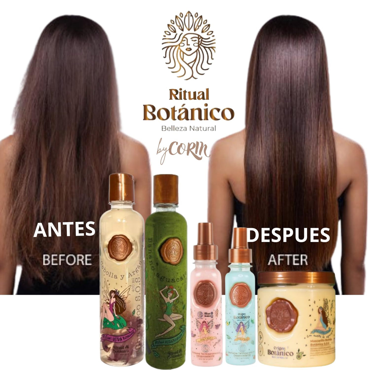 Ritual Botanico DUO termoprotector sprays side-by-side, two scents protecting hair from heat and UV