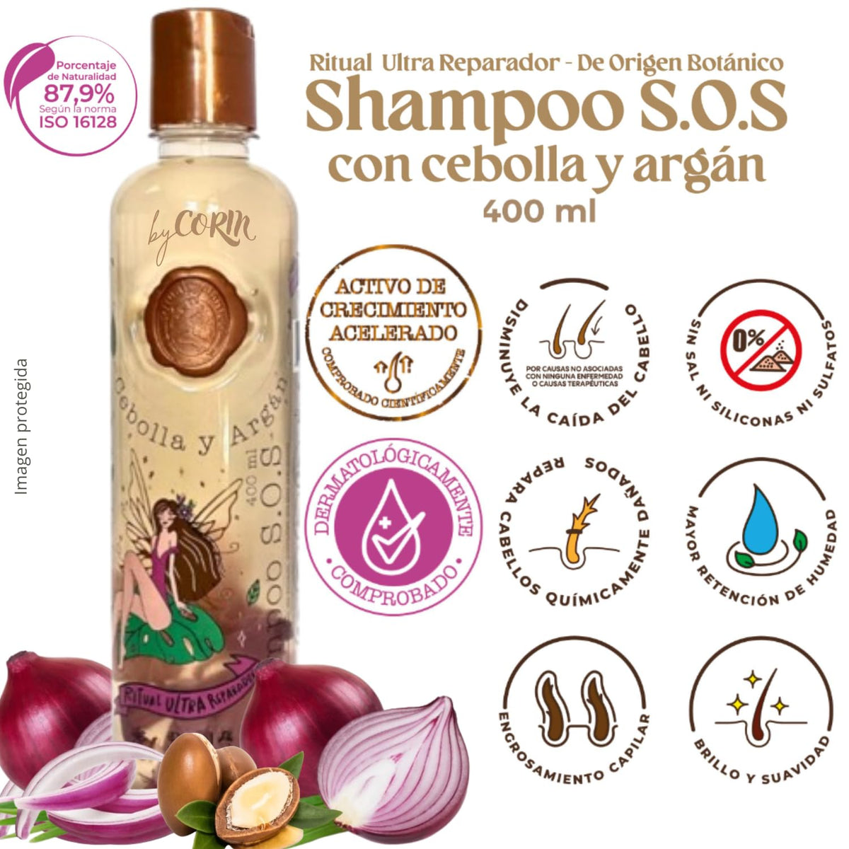 Ritual Botanico Onion Shampoo pump close-up highlighting creamy lather and nourishing argan oil