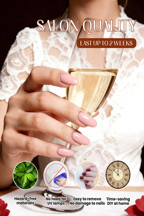 RIVÉHOM application peeling strip onto nail demonstrating easy use