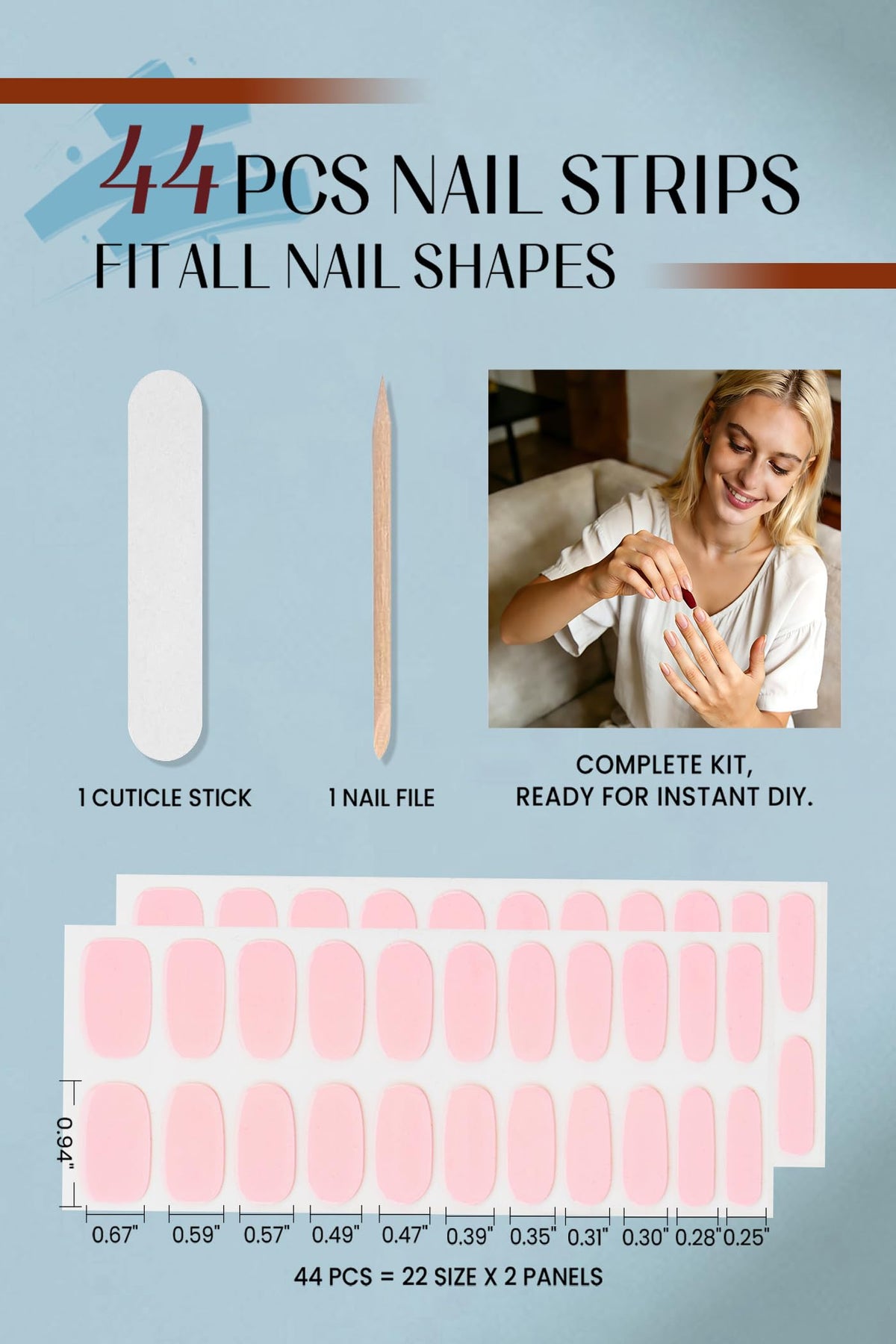 RIVÉHOM laid-out 44pcs sizes showing selection for perfect fit