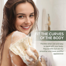 RIYNIBIY loofah soaked with shower gel producing rich foam and improved cleansing