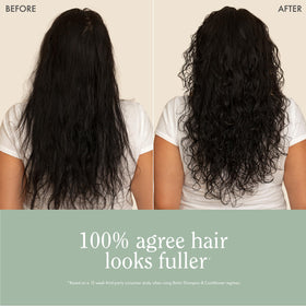 Rizos Curls before and after hair comparison showing reduced breakage